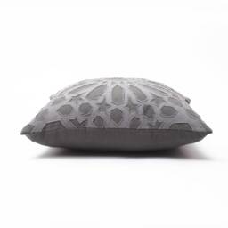 "Grey Arabesque Applique' Pillow Cover With Geometrical Pattern in Cotton Size 16""x16" - thumbnail 3