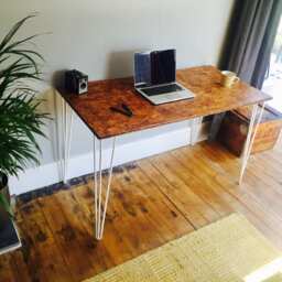 Osb Industrial Desk With White Steel Hairpin Legs - thumbnail 3