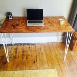 Osb Industrial Desk With White Steel Hairpin Legs - thumbnail 2