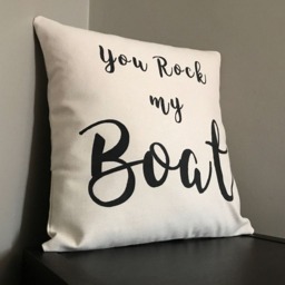 You Rock My Boat Pillow Hand-Painted Cabin Decor - thumbnail 3