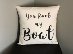 You Rock My Boat Pillow Hand-Painted Cabin Decor - thumbnail 1