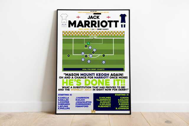 Jack Marriott V Leeds United Print, Derby County Football Wall Art, Posters, Art Fc - image 1