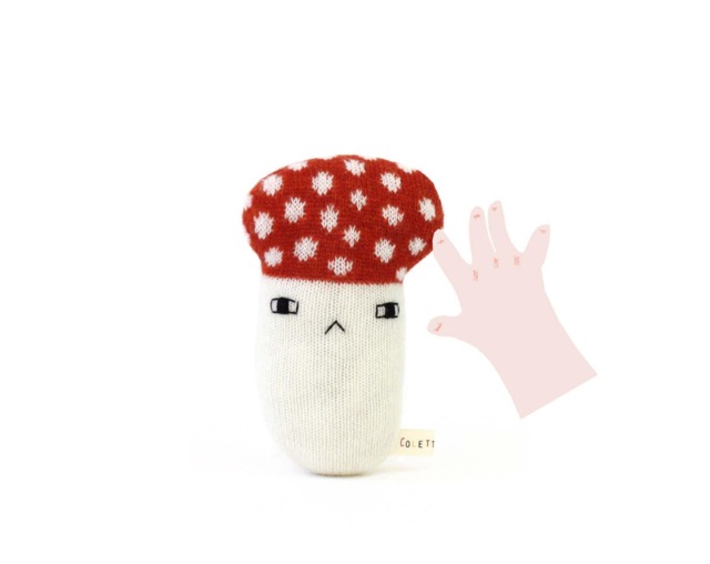 Mushroom Baby Rattle Soft Knit Lambswool Newborn Toy - image 1