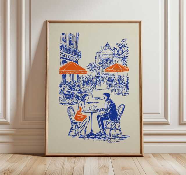 Paris Street Caf?? Poster, French Wall Art For Living Room Or Kitchen Decor - image 1