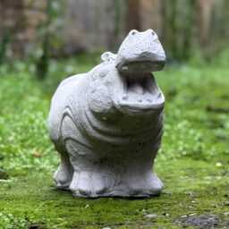 Cement Hippo Statue Concrete Sculpture Garden Decor Funny For Backyard Realistic Hippopotamus Animal Lover Gift - thumbnail 2