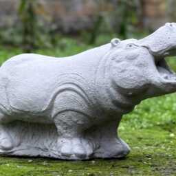 Cement Hippo Statue Concrete Sculpture Garden Decor Funny For Backyard Realistic Hippopotamus Animal Lover Gift - thumbnail 3