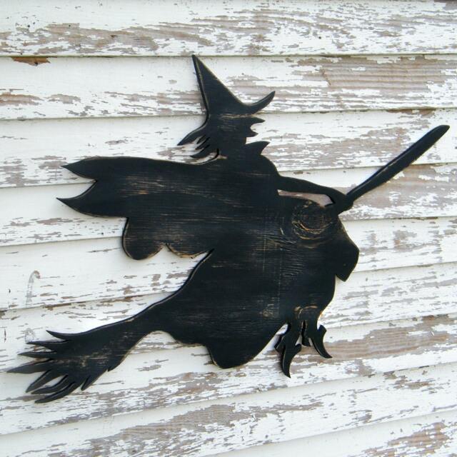 Flying Witch Wall Hanging Halloween Decor Witchcraft Wicked Rustic Home Magic Spell Trick Or Treat - image 1