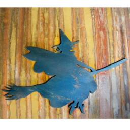 Flying Witch Wall Hanging Halloween Decor Witchcraft Wicked Rustic Home Magic Spell Trick Or Treat - thumbnail 3