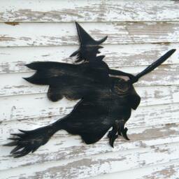 Flying Witch Wall Hanging Halloween Decor Witchcraft Wicked Rustic Home Magic Spell Trick Or Treat - thumbnail 1