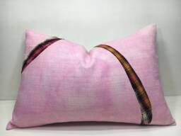Vintage Turkish Kilim Pillow Cover, Handwoven Linen Cushion - 16x24 - thumbnail 1