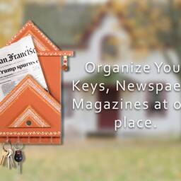 Wooden Key Organizer - Mail & Holder Newspaper Organiser Indian Handmade Art Deco Best Gift For House Office Inauguration - thumbnail 2