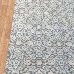 9x12 Rug Silver Grey Modern Floral Pattern Design Handmade #7610 - 275x365 cms. Free Shipping - thumbnail 3