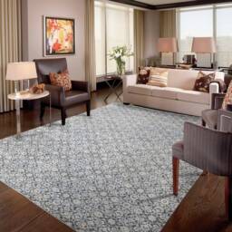 9x12 Rug Silver Grey Modern Floral Pattern Design Handmade #7610 - 275x365 cms. Free Shipping - thumbnail 2