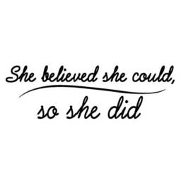 "Vwaq She Believed Could, So Did Wall Decal Art Inspirational Nursery Girls Room Matte Black Vinyl Quote - 7""H X 22" - thumbnail 2