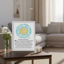 Ayatul Kursi Calligraphy Art, Islamic Protection Gift, Throne Verse Print, Muslim Home Wall Decor - thumbnail 2