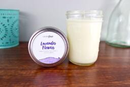 Lavender Flowers Soy Candle in Half Pint Mason Jar - Candles Handmade 18Th Birthday Gift - thumbnail 1
