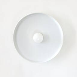 Minimalist White Porcelain Wall Light Fixture With Gold Accent - thumbnail 2