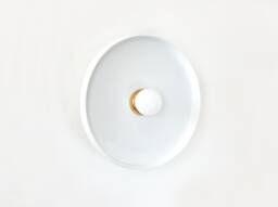 Minimalist White Porcelain Wall Light Fixture With Gold Accent - thumbnail 1