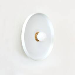 Minimalist White Porcelain Wall Light Fixture With Gold Accent - thumbnail 3