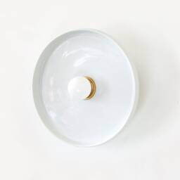 Minimalist White Porcelain Wall Light Fixture With Gold Accent - thumbnail 4