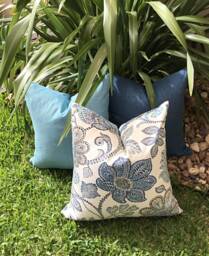 Floral Outdoor Cushion Cover Blue Hampton's Style Pillow - thumbnail 1