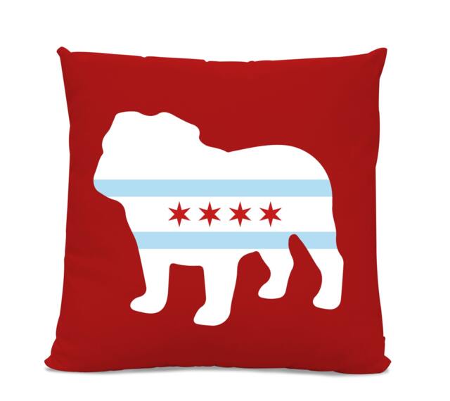 Chicago Flag Bulldog Pillow - Dog Home Decor - image 1