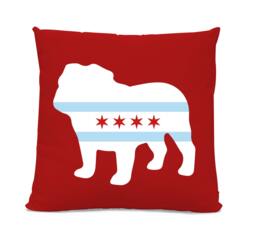 Chicago Flag Bulldog Pillow - Dog Home Decor - thumbnail 1