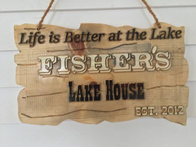 Custom Wood Lake House Sign Family Name Decor - image 1