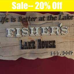 Custom Wood Lake House Sign Family Name Decor - thumbnail 2