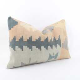 Handwoven Beige Kilim Pillow Cover Vintage Turkish Wool - 16x24 - thumbnail 3