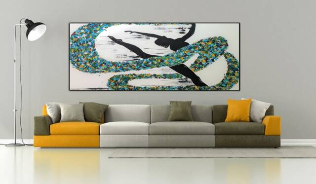 Colorful Ballerina Ballet Dancers Oil Painting Large Figure Art With Shimmering Elements - Home Decor - image 1