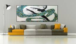 Colorful Ballerina Ballet Dancers Oil Painting Large Figure Art With Shimmering Elements - Home Decor - thumbnail 1