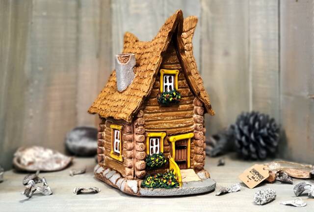 Suvena Art Handmade Ceramic Miniature House, Home Decoration Tea Light Candle Holder Gifts Christmas Village House Art Decor Item - image 1