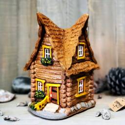 Suvena Art Handmade Ceramic Miniature House, Home Decoration Tea Light Candle Holder Gifts Christmas Village House Art Decor Item - thumbnail 2