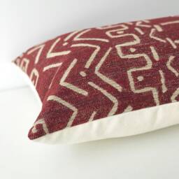Red Burgundy Chenille Tribal Mud Cloth Geometric Print Decorative Pillow Cover - thumbnail 2