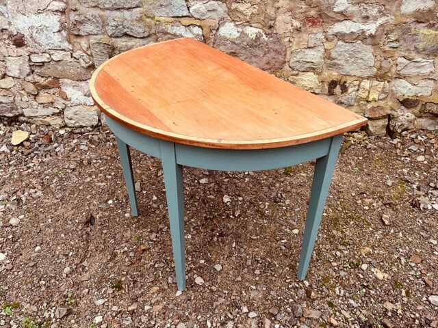 Vintage Demi Lune Table Painted Half Moon Console, Entryway Furniture - image 1