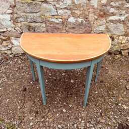Vintage Demi Lune Table Painted Half Moon Console, Entryway Furniture - thumbnail 3