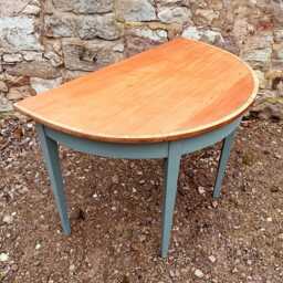 Vintage Demi Lune Table Painted Half Moon Console, Entryway Furniture - thumbnail 2