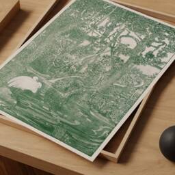 Antique Nature Wall Art, Van Hoytema Two Herons, Forest Illustration, Vintage Monochrome Canvas, Floral Green Fine Pond Birds Poster - thumbnail 2