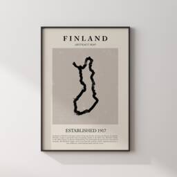Finland Map Vintage Abstract Wall Art Print Picasso + Matisse Inspired Travel Poster - thumbnail 1