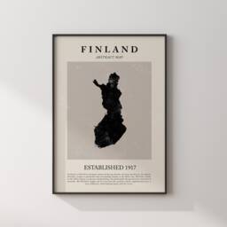 Finland Map Vintage Abstract Wall Art Print Picasso + Matisse Inspired Travel Poster - thumbnail 3