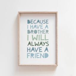 Brothers Print, Boys Blue Nursery Prints, Bedroom Sibling Wall Art, Playroom Decor, Big Bro - thumbnail 1