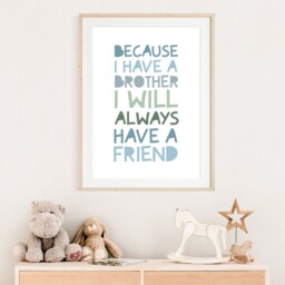 Brothers Print, Boys Blue Nursery Prints, Bedroom Sibling Wall Art, Playroom Decor, Big Bro - thumbnail 3