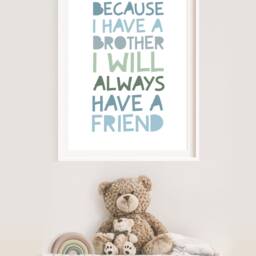 Brothers Print, Boys Blue Nursery Prints, Bedroom Sibling Wall Art, Playroom Decor, Big Bro - thumbnail 2