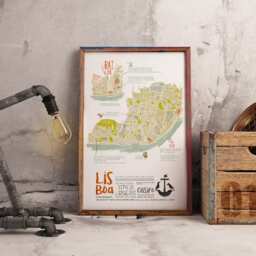 Original Portugal Lisbon Map Wall Art Printing Poster Illustration Print Drawings Graphic Design Work Home Decor - thumbnail 2