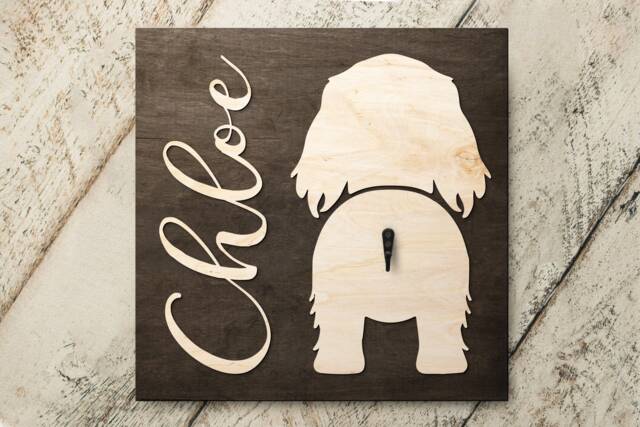 Dog Leash Hook Custom Dachshund Name Sign - Birch Wood Hanger 4380 - image 1
