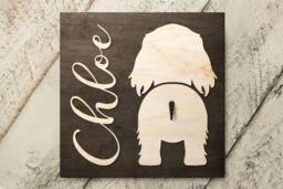 Dog Leash Hook Custom Dachshund Name Sign - Birch Wood Hanger 4380 - thumbnail 1