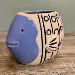 Ceramic Blue Fish Indoor Plant Pot Seaside Cosy Home D??cor Marine Ocean Ornamental Planter - thumbnail 3