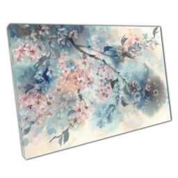 Serene Sakura Blossom Abstract Watercolor Canvas Soft Pink & White Floral Wall Art For Home Office - thumbnail 1