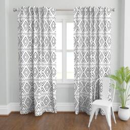 Geometric Diamond Curtain Panel - Black White Monochrome Decor Custom Farmhouse Diamonds By Littlearrowdesign - thumbnail 2